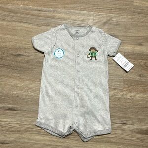 CARTERS Gray Striped Monkey Romper